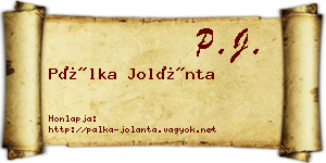 Pálka Jolánta névjegykártya